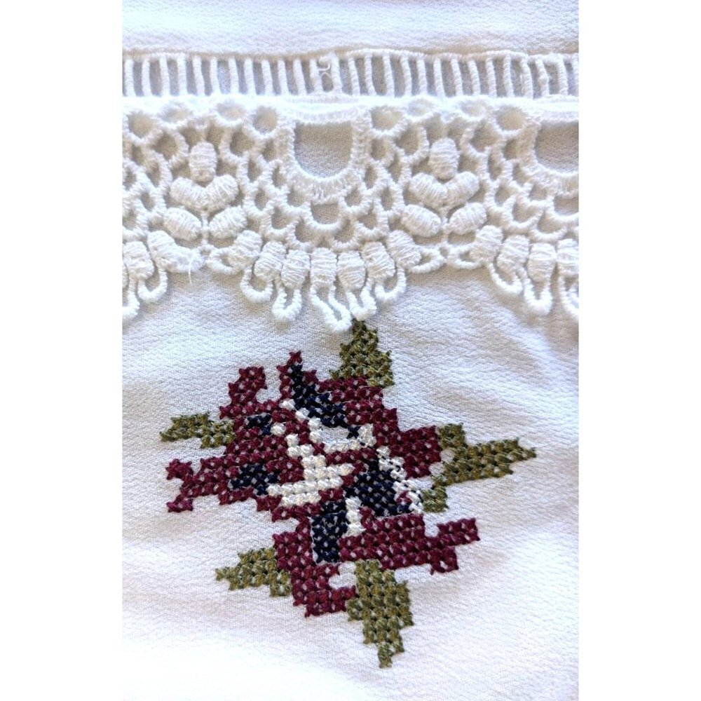 PALE SKY Boho Cross-Stitched White Embroidered Sleeveless Hi-Low Blouse size XXL - Picture 3 of 8